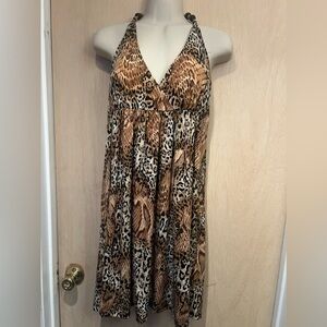 Animal print halter top dress